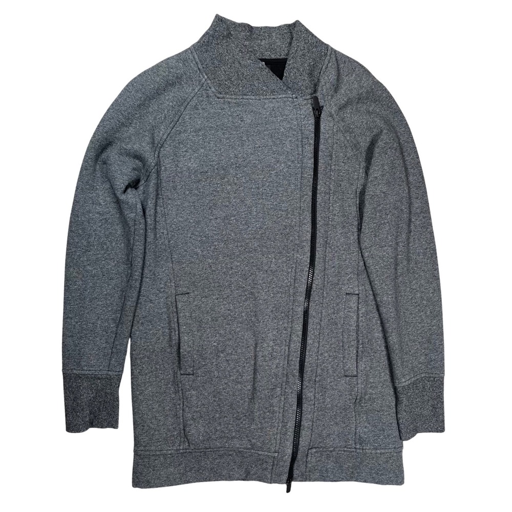 Lululemon Back To It Wrap Jacket Women 6 Grey Mock Neck Fleece Raglan Longline
